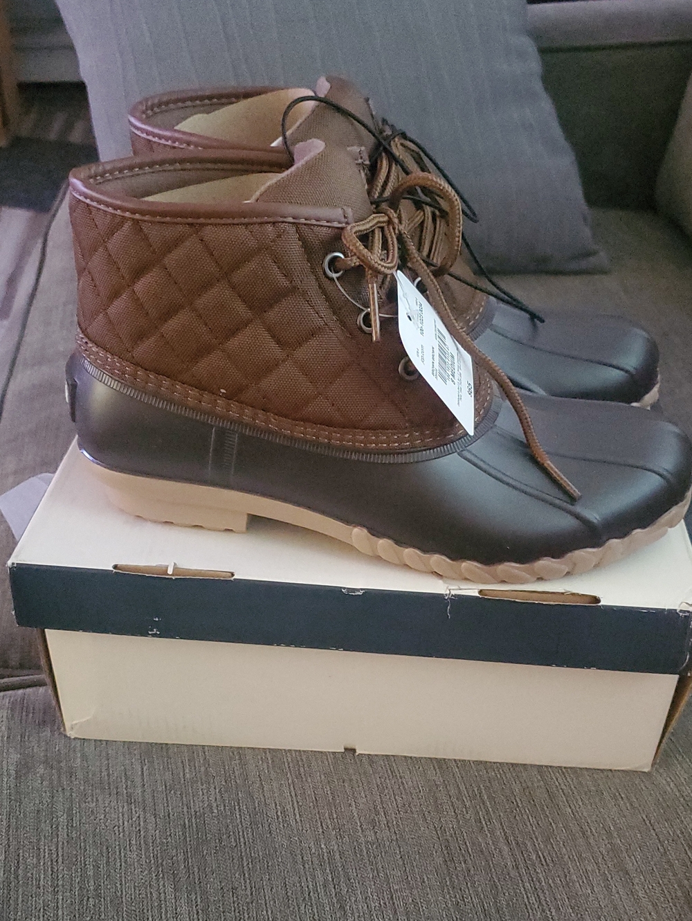 : NIB St. John’s Bay Denton Flat Heel Rain Boots - Brown - Size 8M - Picture 2 of 4
